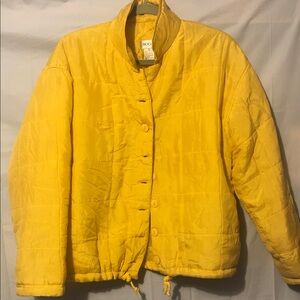Bogari Silk Women's Bright Yellow Puffer Bomber Jacket